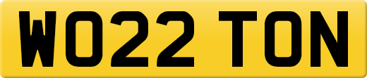 WO22 TON private number plate